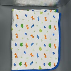Vintage Vitamins Baby Security Receiving Blanket‎ Animals Blue trim Stripes